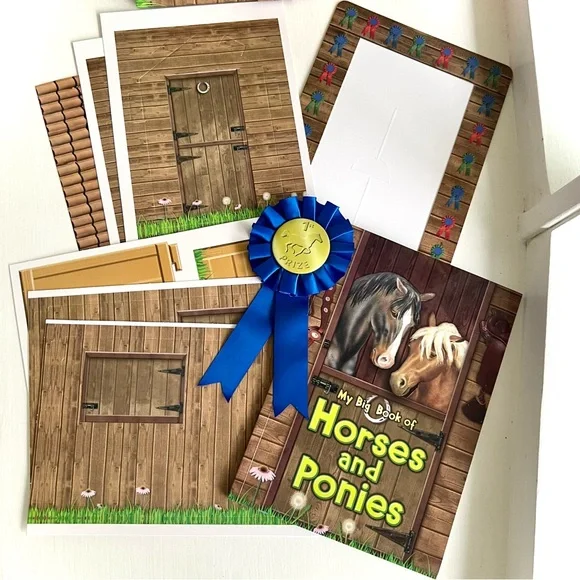 NEW My Big Box of Horses & Ponies Figures Stable Prize Ribbon Horse Book Toy Set - Picture 4 of 13